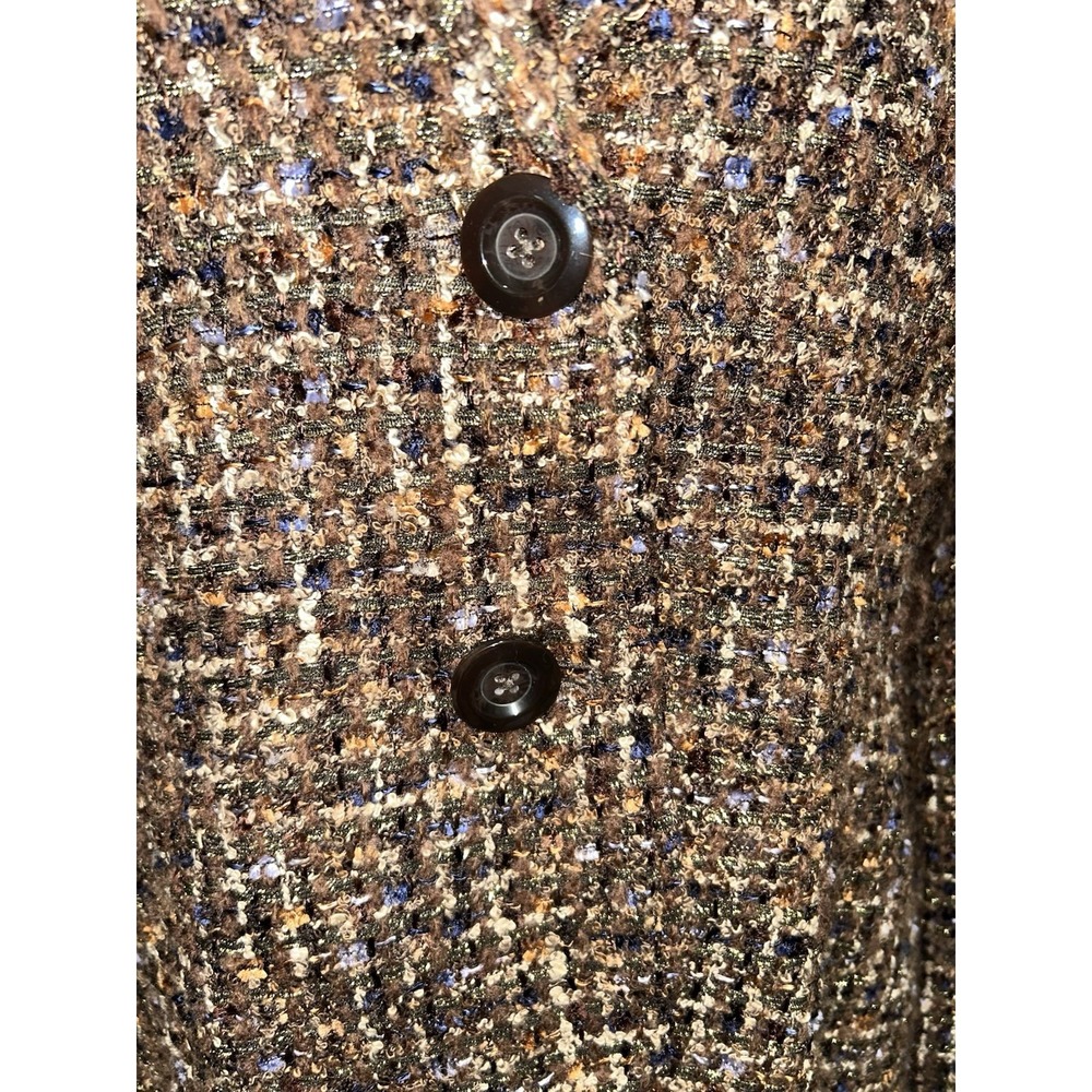 Coldwater Creek Women's Jacket 12 Brown Ribbon Weave Blazer And Mock Neck LS - Picture 7 of 12